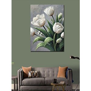 Kanvas Tablo Beyaz Laleler 50x70 cm