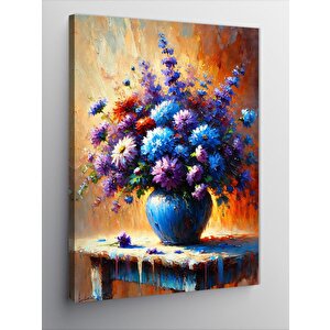 Kanvas Tablo Vazoda Mor Çiçekler 100x140 cm