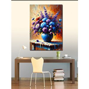 Kanvas Tablo Vazoda Mor Çiçekler 100x140 cm
