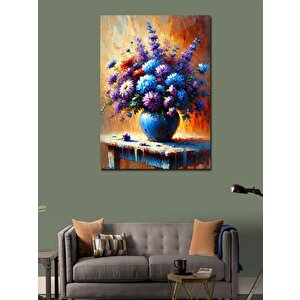 Kanvas Tablo Vazoda Mor Çiçekler 100x140 cm