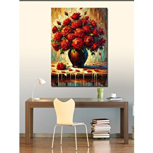 Kanvas Tablo Kırmızı Vazoda Çiçekler 50x70 cm
