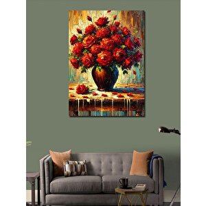 Kanvas Tablo Kırmızı Vazoda Çiçekler 70x100 cm