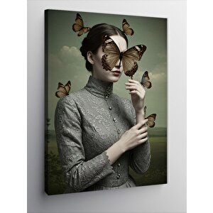 Kanvas Tablo Kelebekli Kadın Figürü 70x100 cm
