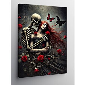 Kanvas Tablo Aşık İskeletler Ve Kelebekler 50x70 cm