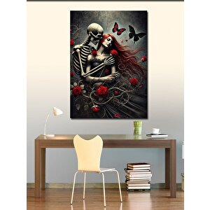 Kanvas Tablo Aşık İskeletler Ve Kelebekler 50x70 cm