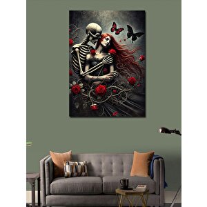 Kanvas Tablo Aşık İskeletler Ve Kelebekler 50x70 cm