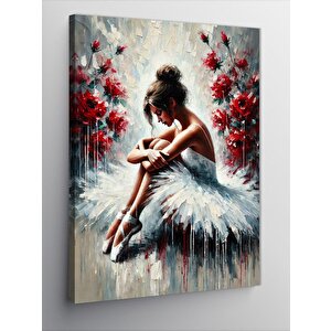 Kanvas Tablo Balerin Ve Çiçekli Zarafet 70x100 cm