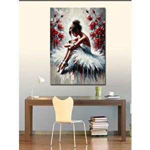 Kanvas Tablo Balerin Ve Çiçekli Zarafet 70x100 cm