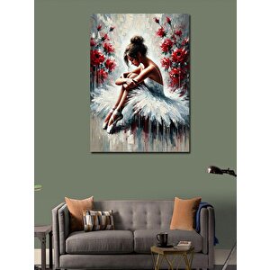 Kanvas Tablo Balerin Ve Çiçekli Zarafet 70x100 cm