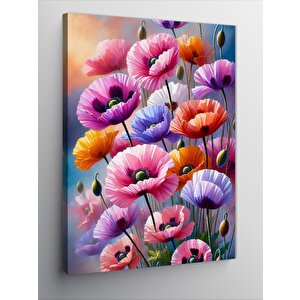 Kanvas Tablo Renkli Gelincik Çiçekleri 70x100 cm