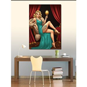 Kanvas Tablo Vintage Stil Kadın Ve Kürk 100x140 cm