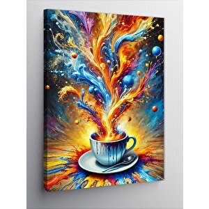 Kanvas Tablo Renk Patlamalı Kahve Kupası 50x70 cm