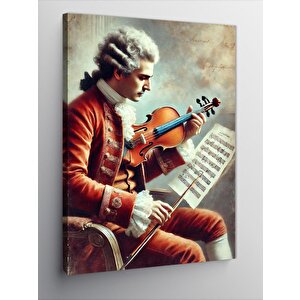 Kanvas Tablo Keman Çalan Mozart Figürü 50x70 cm