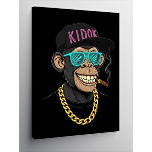 Kanvas Tablo Altın Zincirli Şempanze 70x100 cm