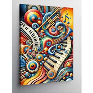 Kanvas Tablo Renkli Müzik Teması Ve Çizgiler 50x70 cm