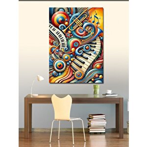 Kanvas Tablo Renkli Müzik Teması Ve Çizgiler 50x70 cm