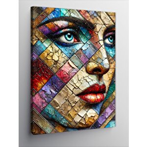 Kanvas Tablo Mozaik Kadın Portresi 50x70 cm