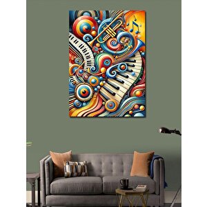 Kanvas Tablo Renkli Müzik Teması Ve Çizgiler 70x100 cm