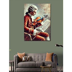 Kanvas Tablo Keman Çalan Mozart Figürü 70x100 cm