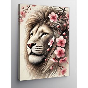 Kanvas Tablo Aslan Ve Çiçekler 50x70 cm