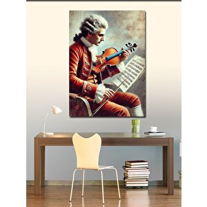 Kanvas Tablo Keman Çalan Mozart Figürü 100x140 cm