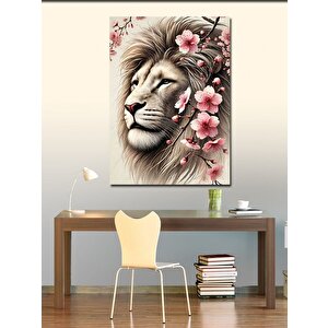 Kanvas Tablo Aslan Ve Çiçekler 70x100 cm