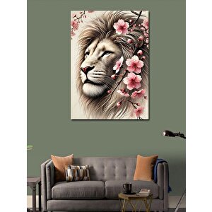 Kanvas Tablo Aslan Ve Çiçekler 70x100 cm