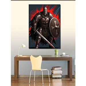 Kanvas Tablo Zırhlı Savaşçı Ve Kalkan 50x70 cm
