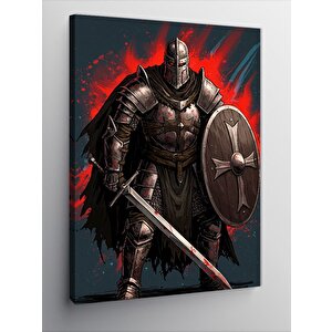 Kanvas Tablo Zırhlı Savaşçı Ve Kalkan 100x140 cm