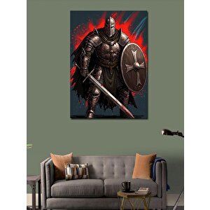 Kanvas Tablo Zırhlı Savaşçı Ve Kalkan 100x140 cm