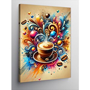 Kanvas Tablo Renkli Kahve Sıçraması 50x70 cm