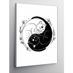 Kanvas Tablo Yin-yang Kediler Tasarımı 70x100 cm