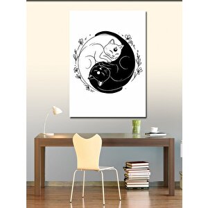 Kanvas Tablo Yin-yang Kediler Tasarımı 70x100 cm