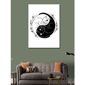 Kanvas Tablo Yin-yang Kediler Tasarımı 70x100 cm