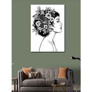 Kanvas Tablo Çiçeklerle Süslenmiş Kadın Portresi 70x100 cm