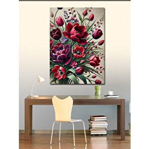 Kanvas Tablo Kırmızı Lale Çiçekleri 100x140 cm