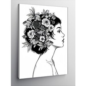 Kanvas Tablo Çiçeklerle Süslenmiş Kadın Portresi 50x70 cm