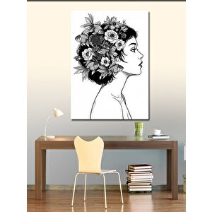 Kanvas Tablo Çiçeklerle Süslenmiş Kadın Portresi 50x70 cm