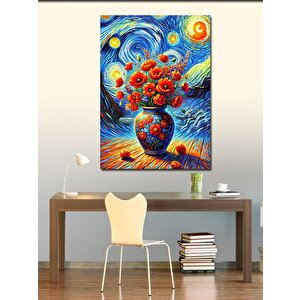 Kanvas Tablo Van Gogh Tarzı Çiçek Vazosu 50x70 cm