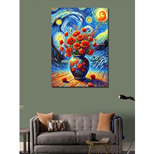 Kanvas Tablo Van Gogh Tarzı Çiçek Vazosu 50x70 cm