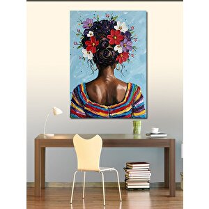 Kanvas Tablo Çiçeklerden Taç Takmış Kadın 70x100 cm