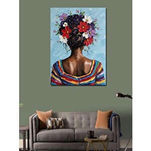 Kanvas Tablo Çiçeklerden Taç Takmış Kadın 70x100 cm