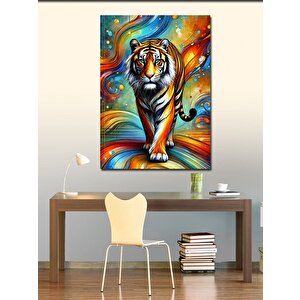 Kanvas Tablo Renkli Kaplan Çizimi 100x140 cm