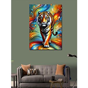 Kanvas Tablo Renkli Kaplan Çizimi 100x140 cm