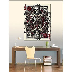 Kanvas Tablo İskelet Kart Figürü 70x100 cm