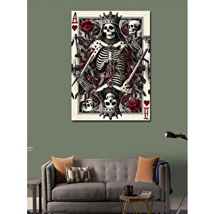 Kanvas Tablo İskelet Kart Figürü 70x100 cm