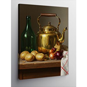 Kanvas Tablo Çaydanlık Ve Sebze Tasarımı 50x70 cm