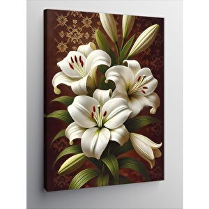 Kanvas Tablo Beyaz Zambak Çiçekleri 50x70 cm