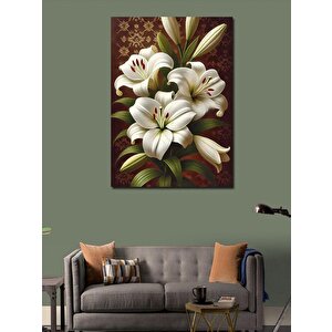 Kanvas Tablo Beyaz Zambak Çiçekleri 50x70 cm