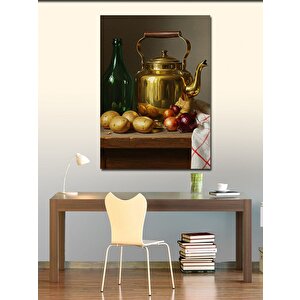 Kanvas Tablo Çaydanlık Ve Sebze Tasarımı 100x140 cm